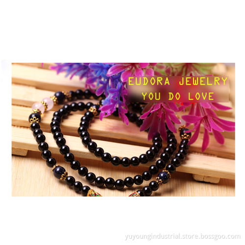 Fashion Black Agate Crystal Necklace Jewelry (XL3401)